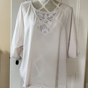 Zara Basic Elegant blush/cream Lace Accent Women's Top.